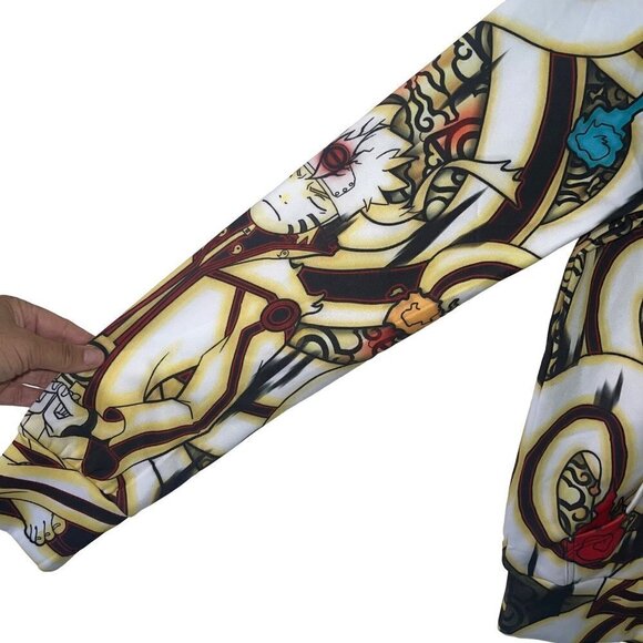 Waz Shop Mens Naruto Hoodie Jacket Size Small White Multicolor Pullover Pockets - Picture 5 of 10